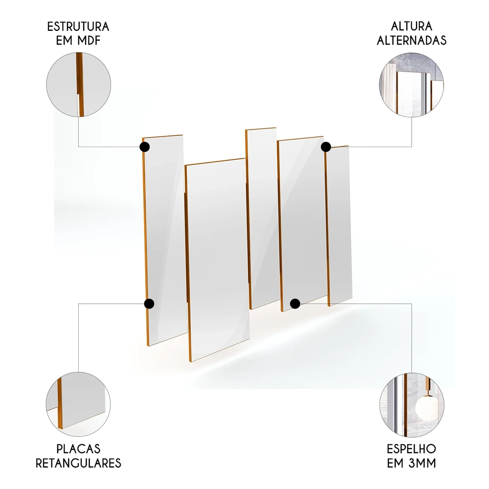 Espelho Decorativo Para Sala de Jantar 136m Vinci Ypê N02   - Mpozenato