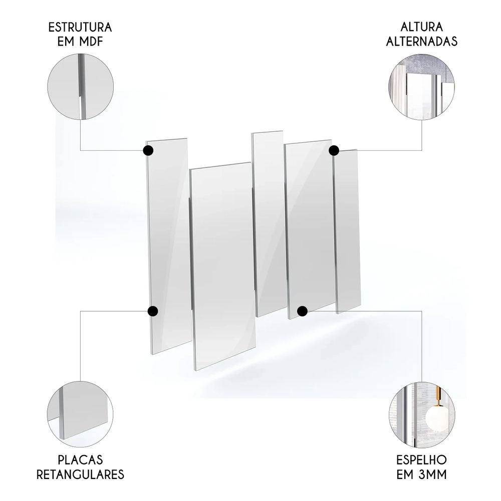 Espelho Decorativo Para Sala de Jantar 136m Vinci Off White N02 - Mpozenato