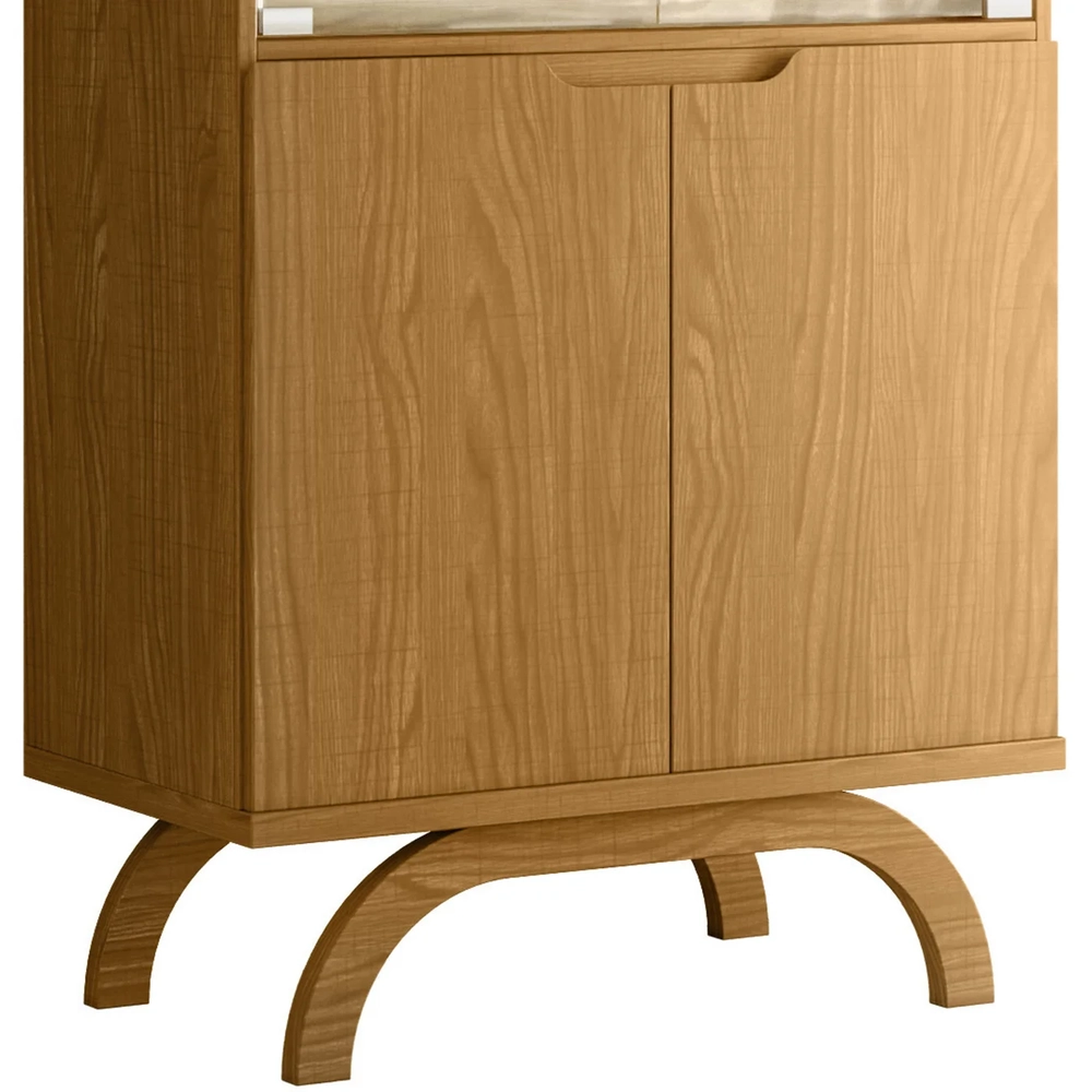 Buffet Aparador Com Cristaleira e Espelho Vinci Ypê N02     - Mpozenato