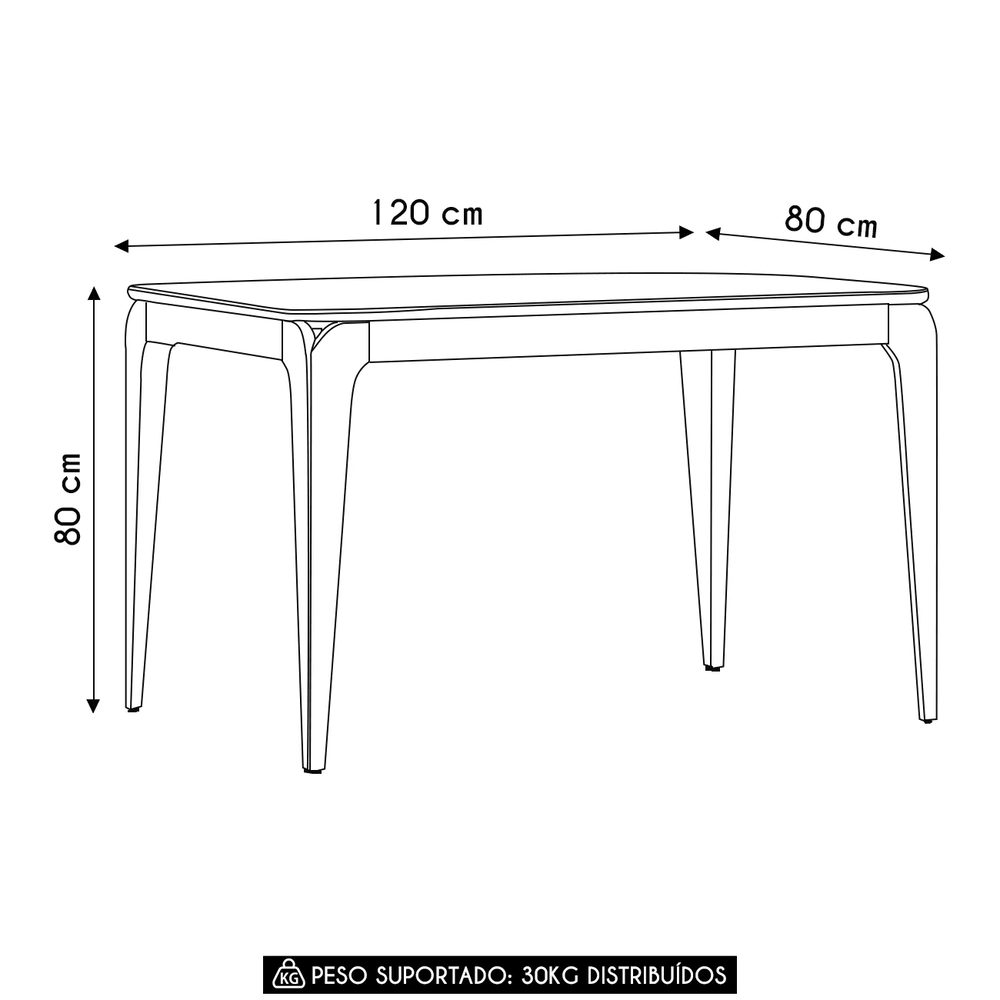 Mesa de Jantar Retangular 120cm 4 Lugares Yuma Ypê/Preto N02 - Mpozenato