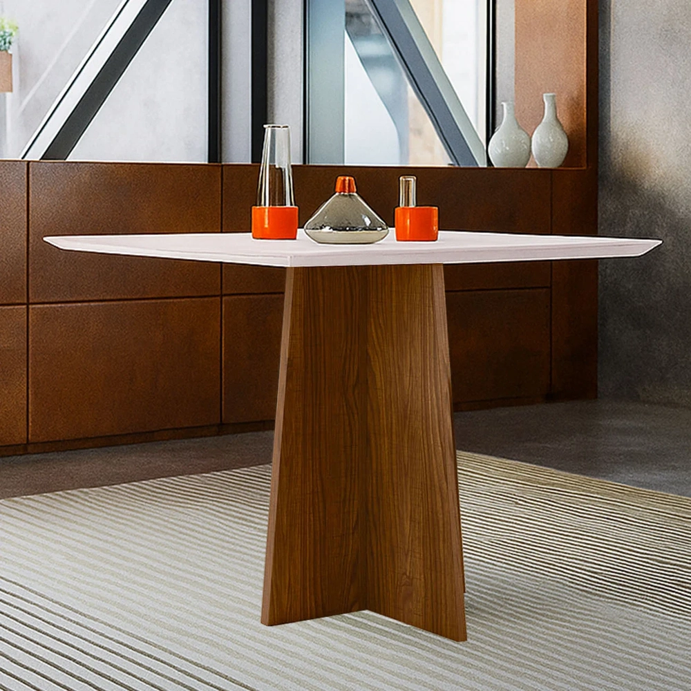 Mesa de Jantar Retangular 120cm 4 Lugares Zuma Ypê/Off N02   - Mpozenato