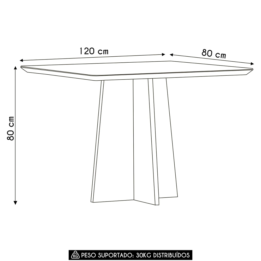 Mesa de Jantar Retangular 120cm 4 Lugares Zuma Ypê/Preto N02 - Mpozenato
