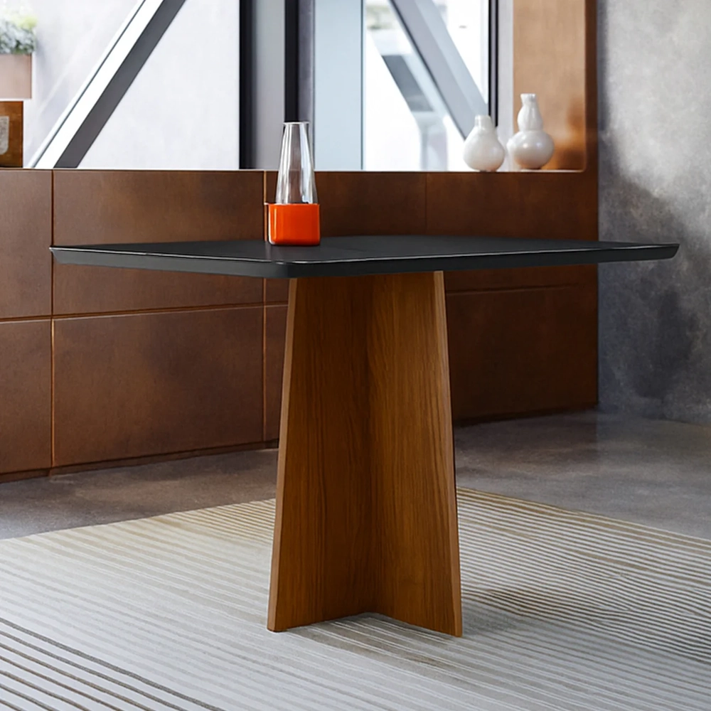 Mesa de Jantar Retangular 120cm 4 Lugares Zuma Ypê/Preto N02 - Mpozenato