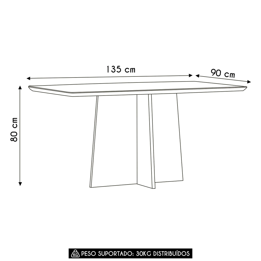 Mesa de Jantar Retangular 135cm 4 Lugares Zuma Ypê/Off N02  - Mpozenato