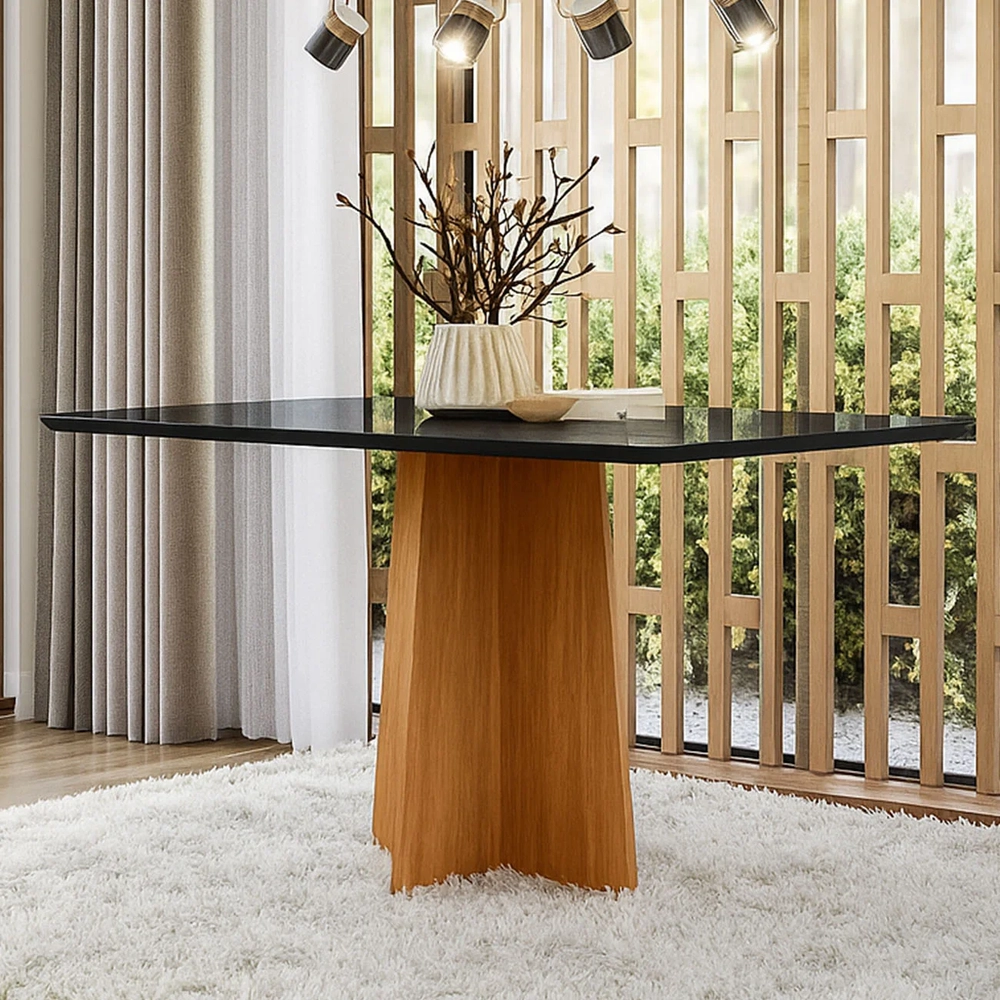 Mesa de Jantar Retangular 135cm 4 Lugares Zuma Ypê/Preto N02 - Mpozenato