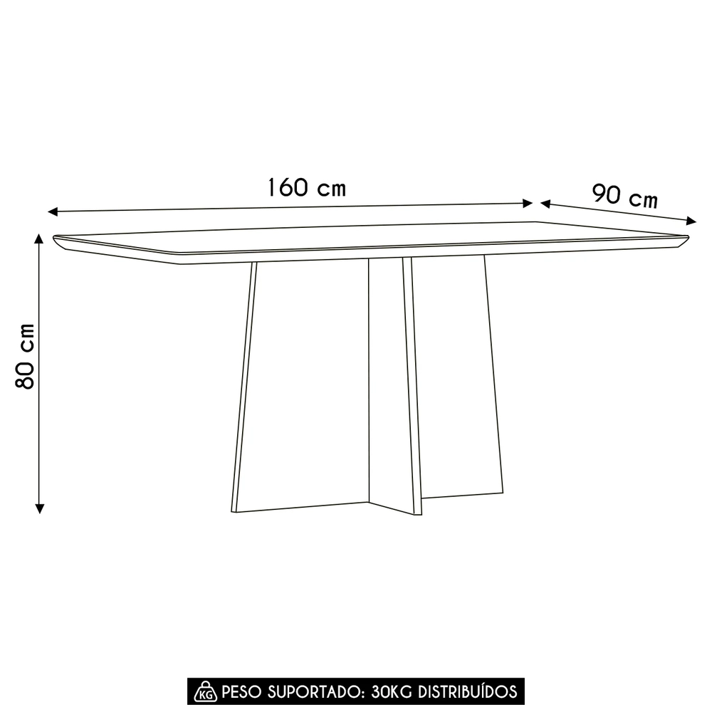 Mesa de Jantar Retangular 160cm 6 Lugares Zuma Off White N02 - Mpozenato