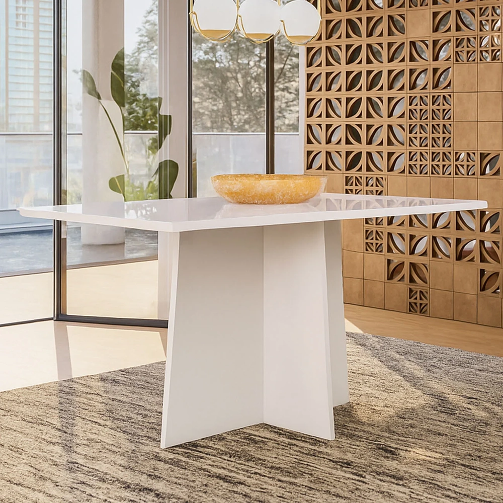 Mesa de Jantar Retangular 160cm 6 Lugares Zuma Off White N02 - Mpozenato