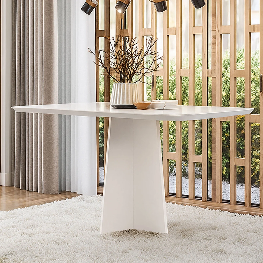 Mesa de Jantar Retangular 135cm 4 Lugares Zuma Off White N02 - Mpozenato
