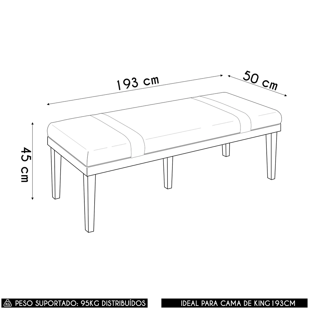 Recamier Puff Estofado King 193cm Shiva Boucle Bege Z04 - Mpozenato
