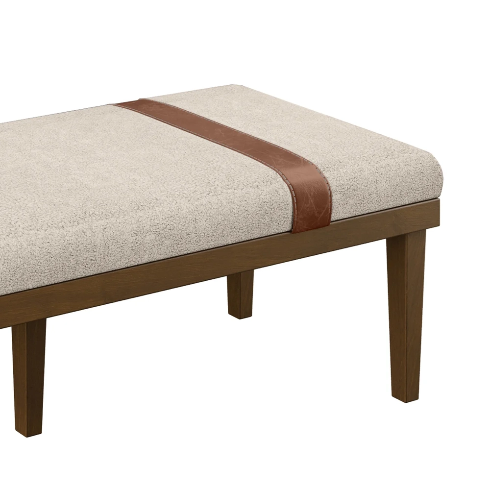 Recamier Puff Estofado King 193cm Shiva Boucle Bege Z04 - Mpozenato