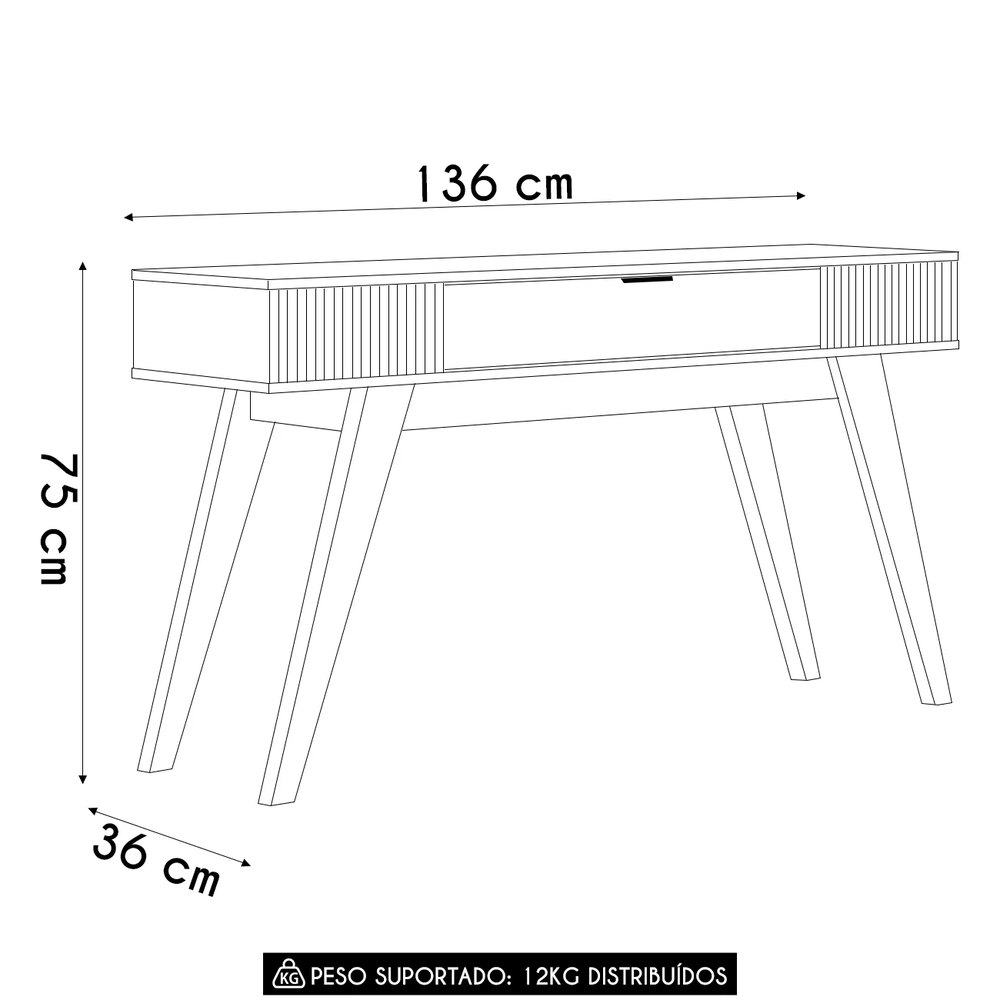 Aparador Sala de Estar 136cm 1 Gaveta Valerie Freijó C05    - Mpozenato