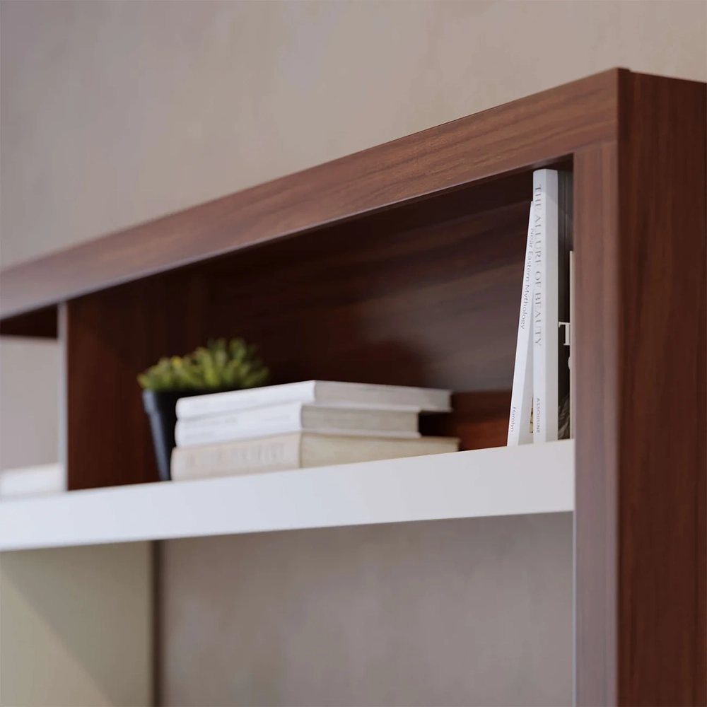 Estante Painel TV 50 Pol 136cm Zani Nogueira Real/Off White C05 - Mpozenato