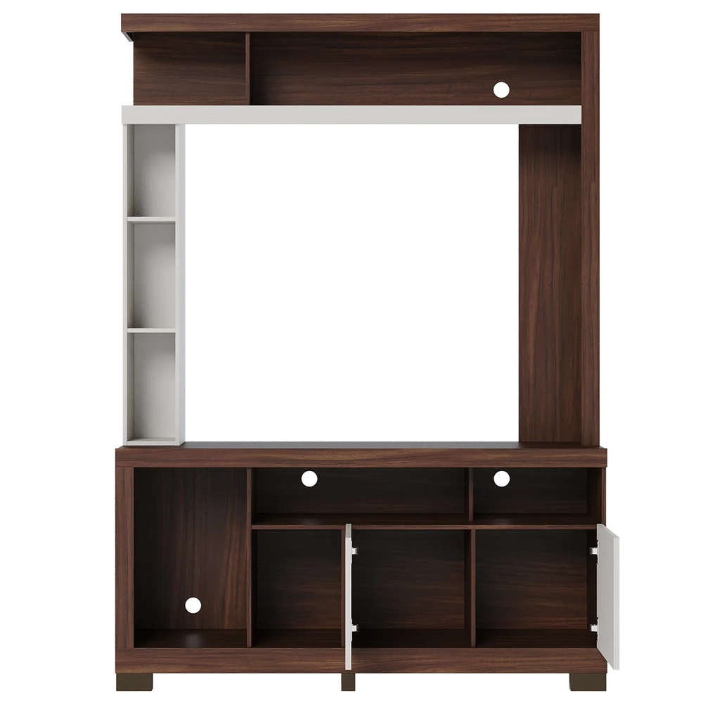 Estante Painel TV 50 Pol 136cm Zani Nogueira Real/Off White C05 - Mpozenato