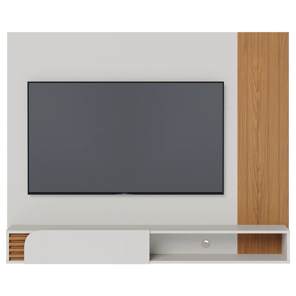 Painel TV 60 Pol e Bancada Suspensa Madrid Off White/Freijó C05 - Mpozenato