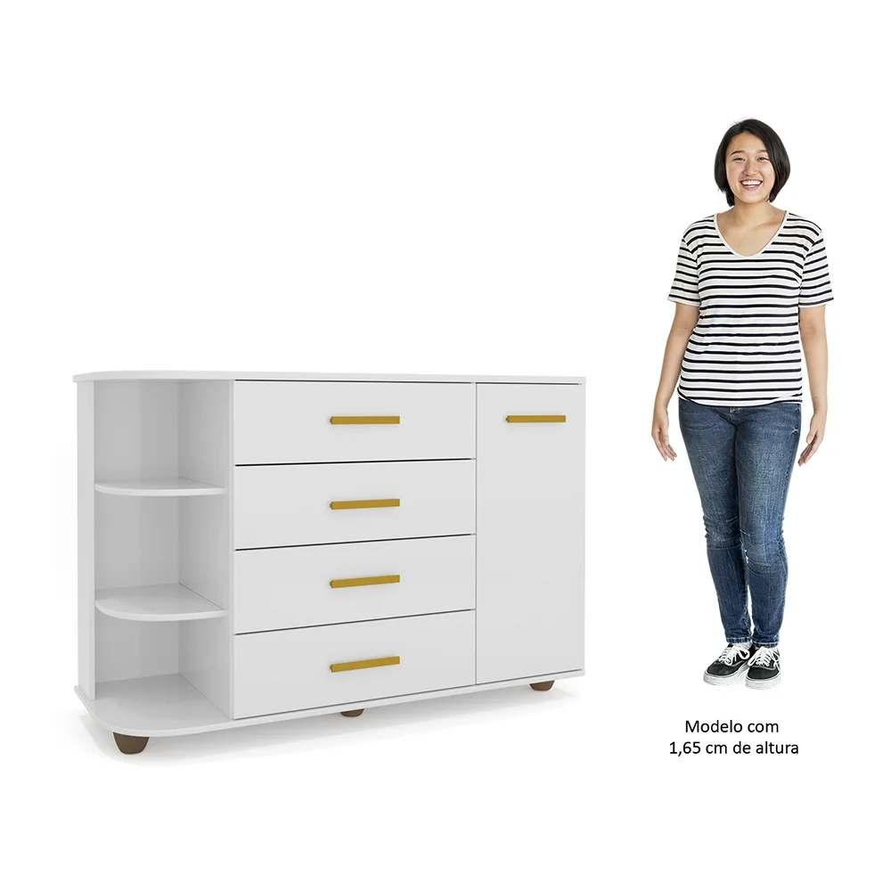 Cômoda Infantil com Cantoneira Lorena Branco - Phoenix Baby