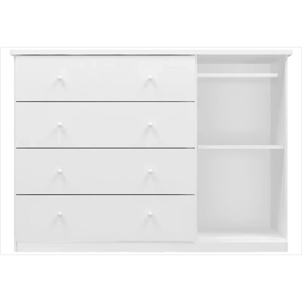 Guarda Roupa Infantil Modulado e Cômoda 04 Gavetas Eloísa Branco - Phoenix Baby