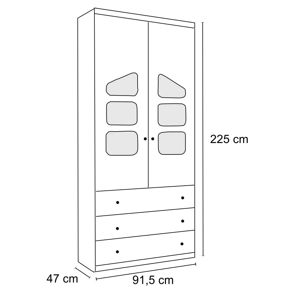Guarda Roupa Infantil 02 Portas e Cômoda Sapateira Eloisa Branco - Phoenix Baby