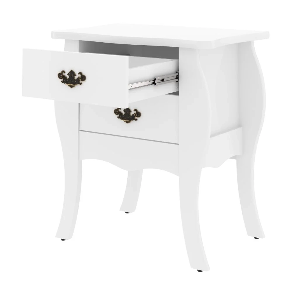 Mesa de Cabeceira 2 gavetas Bombe Premier Branco - Patrimar