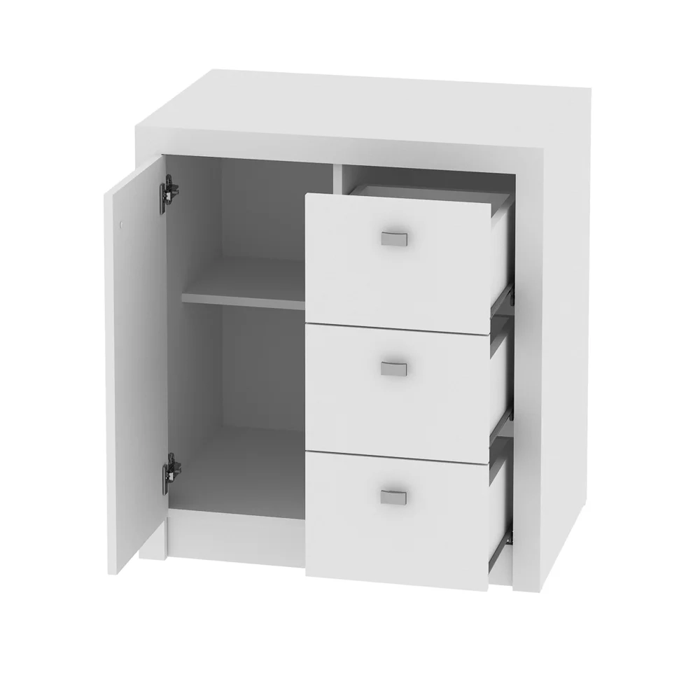 Armário 03 Gavetas e 01 Porta para Home Office ME4111 Branco - Tecno Mobili