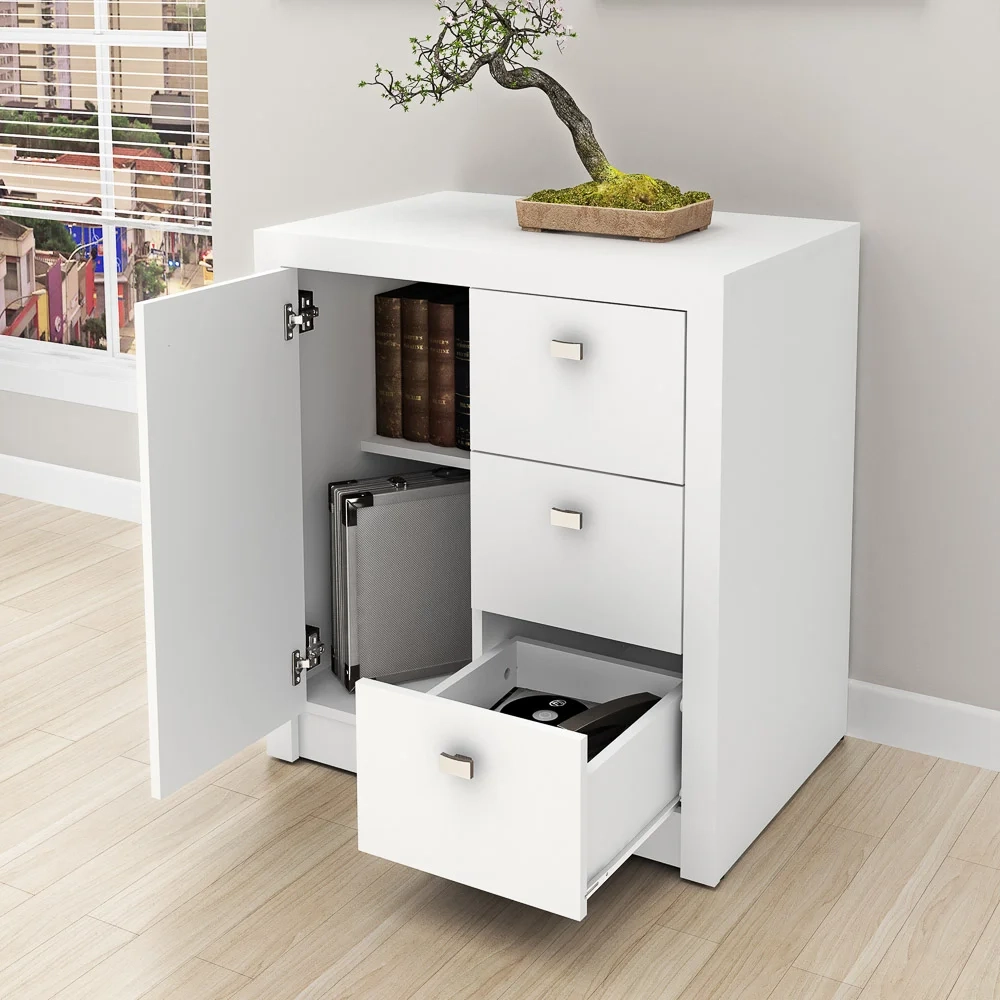 Armário 03 Gavetas e 01 Porta para Home Office ME4111 Branco - Tecno Mobili