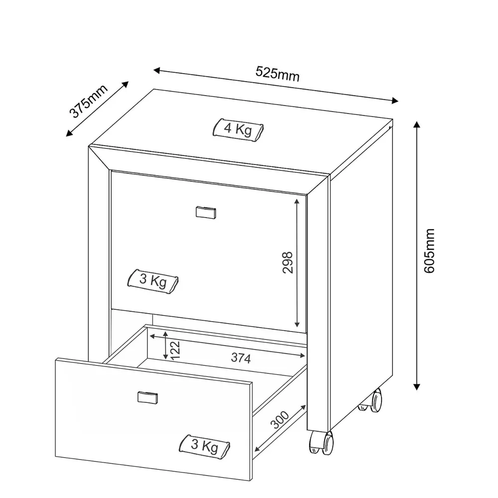 Armário para Home Office ME4112 com Rodízios Amendoa - Tecno Mobili