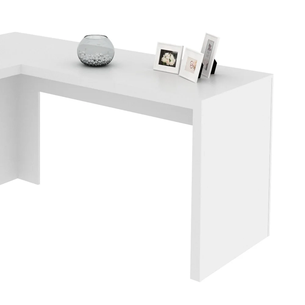 Mesa em L 157cm Home Office ME4116 Branco     - Tecno Mobili