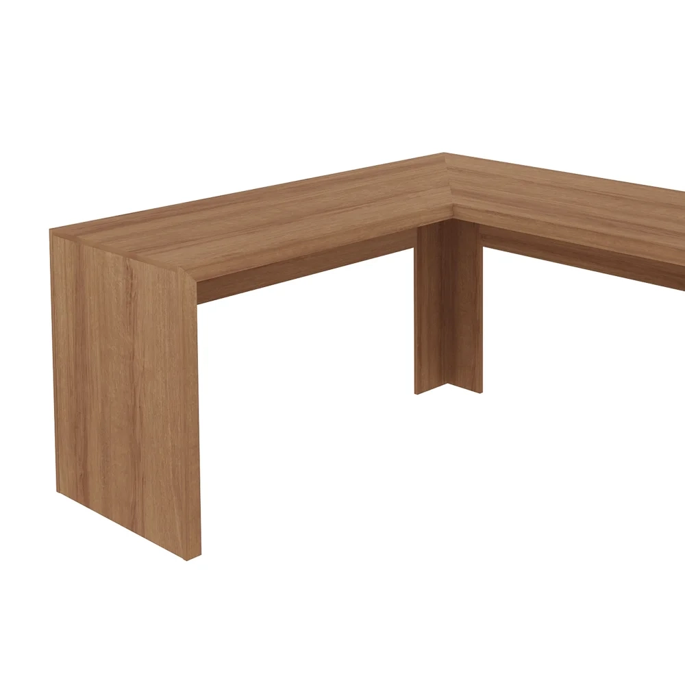 Armário em L 68cm Escritório 4 Prateleiras Amendoa - Tecno Mobili