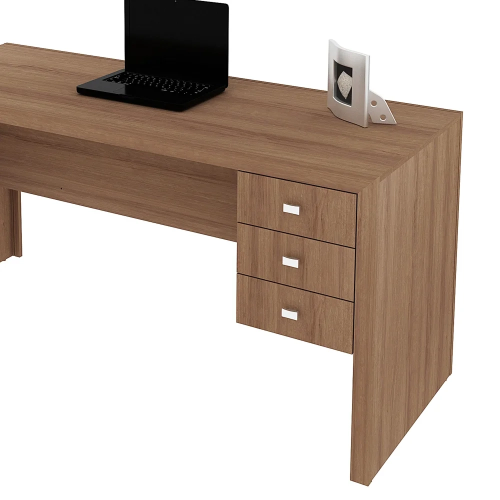 Mesa com 03 Gavetas para Home Office ME4113 Amendoa - Tecno Mobili