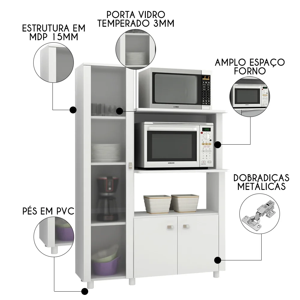 Balcão Multiuso BL3304 Branco - Tecno Mobili
