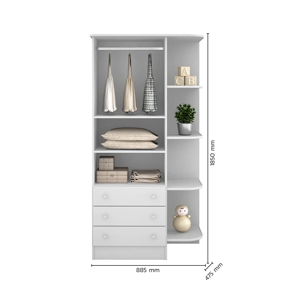 Guarda Roupa Infantil 2 Portas Doce Sonho Branco - Qmovi