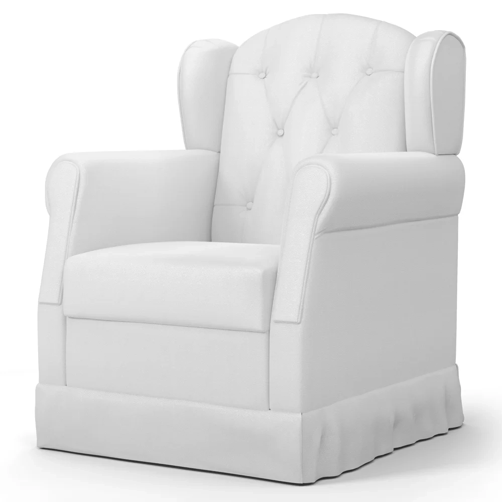 Poltrona de Amamentação Balanço e Puff Letícia Sintético Branco - Phoenix