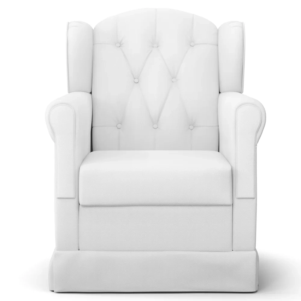 Poltrona de Amamentação Balanço e Puff Letícia Sintético Branco - Phoenix