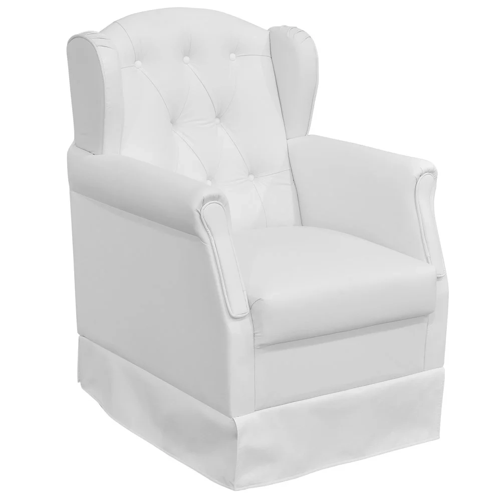 Poltrona de Amamentação Fixa com Puff Alicia Sintético Branco - Phoenix Baby