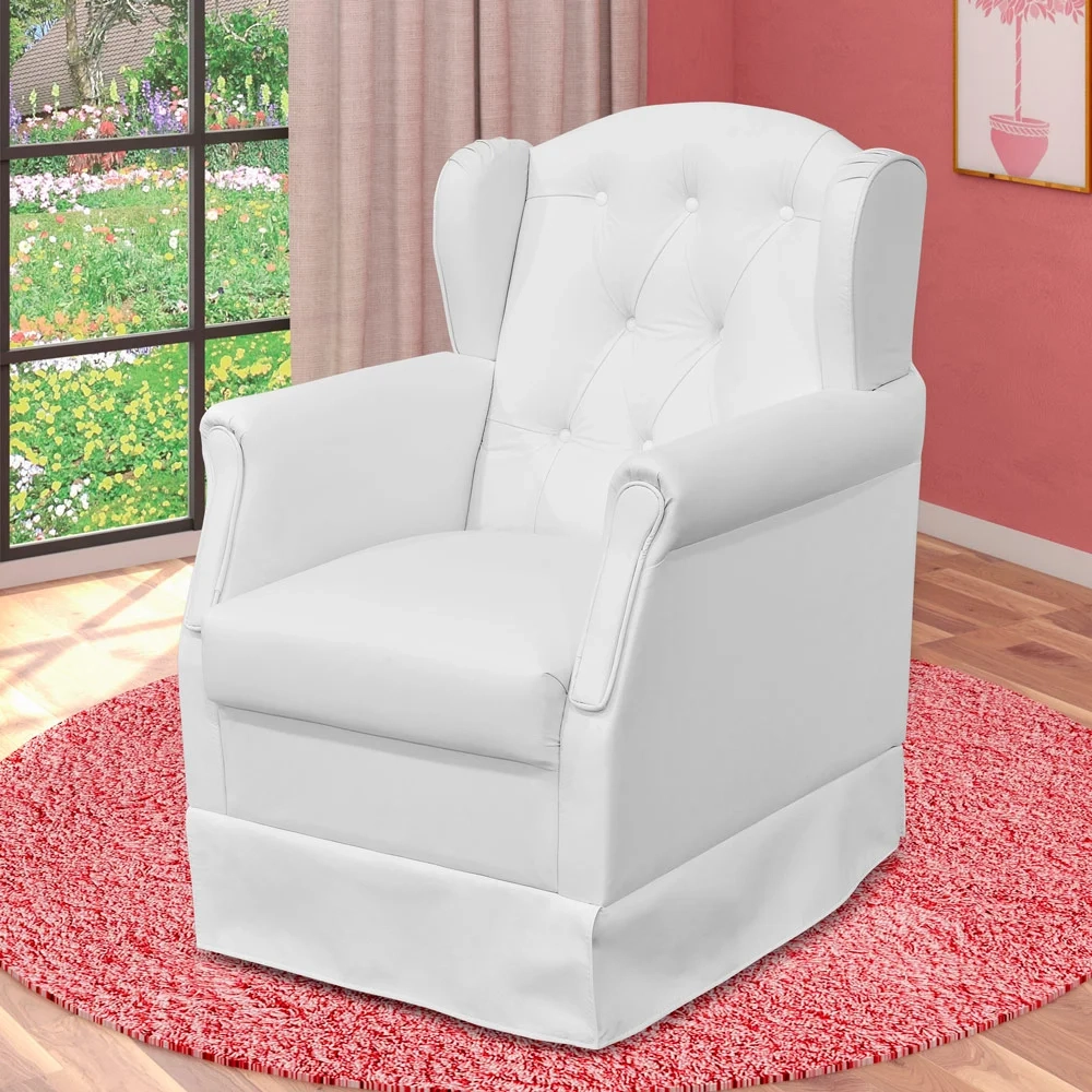 Poltrona de Amamentação Fixa com Puff Alicia Sintético Branco - Phoenix Baby