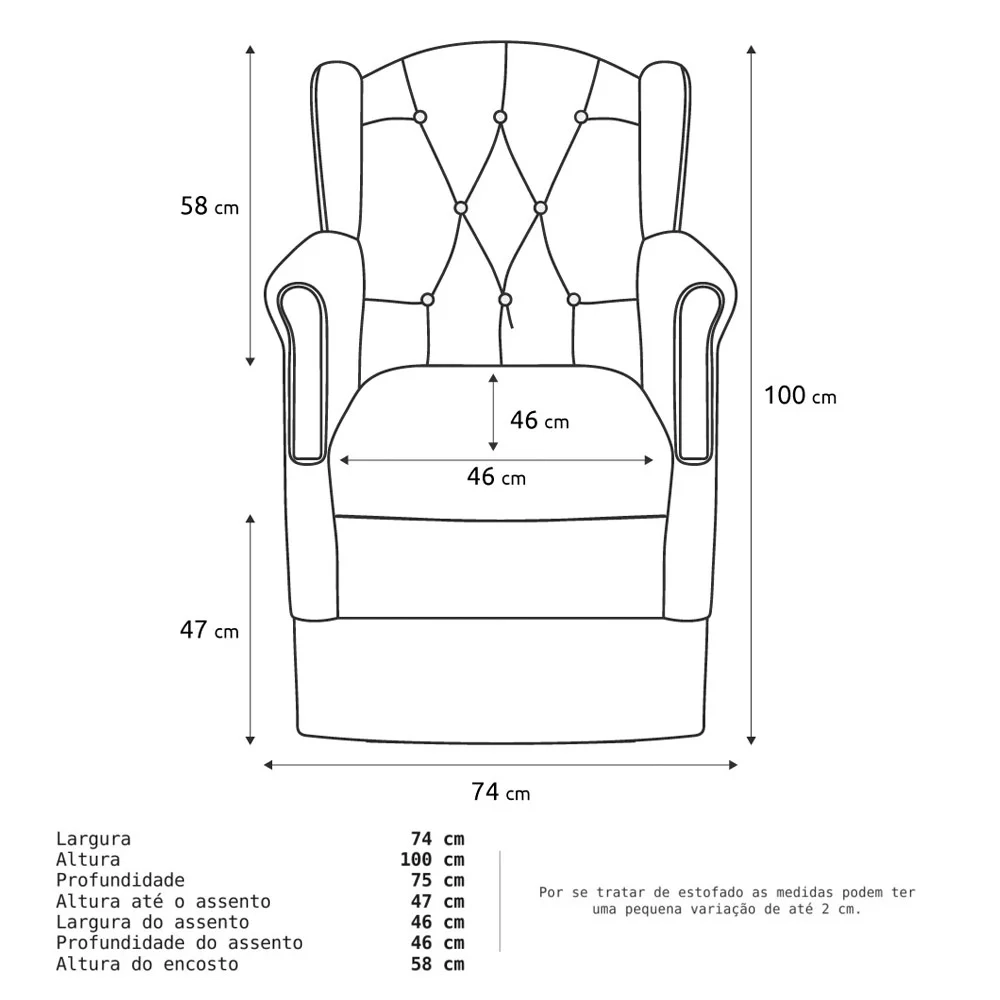 Poltrona de Amamentação Fixa com Puff Alicia Sintético Branco - Phoenix Baby