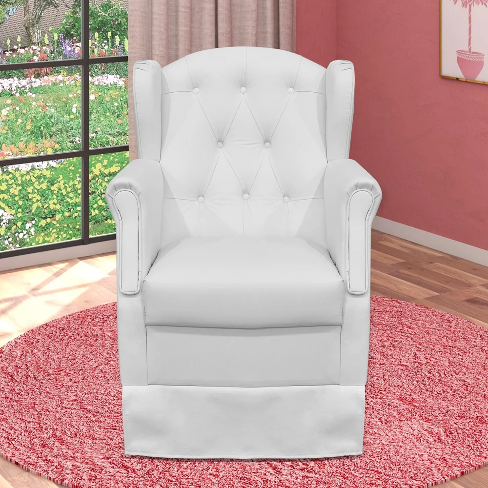 Poltrona de Amamentação Fixa com Puff Alicia Sintético Branco - Phoenix Baby