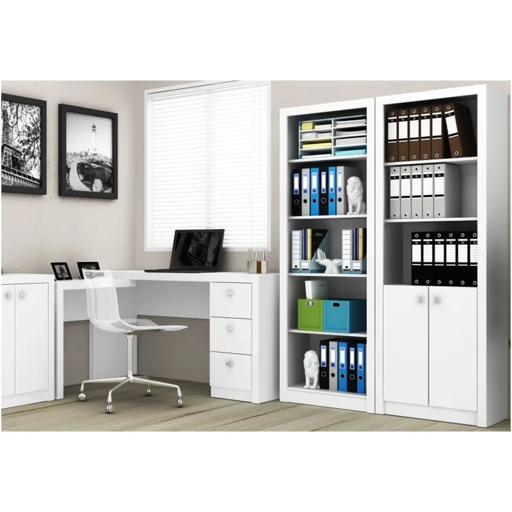 Ambiente para Home Office 05 Peças Branco - Tecno Mobili