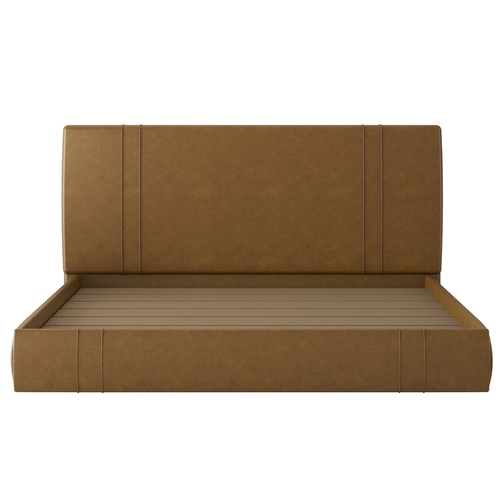 Cama King Flutuante Com Cabeceira 195cm Lyra Sintético Camel S05 - Mpozenato