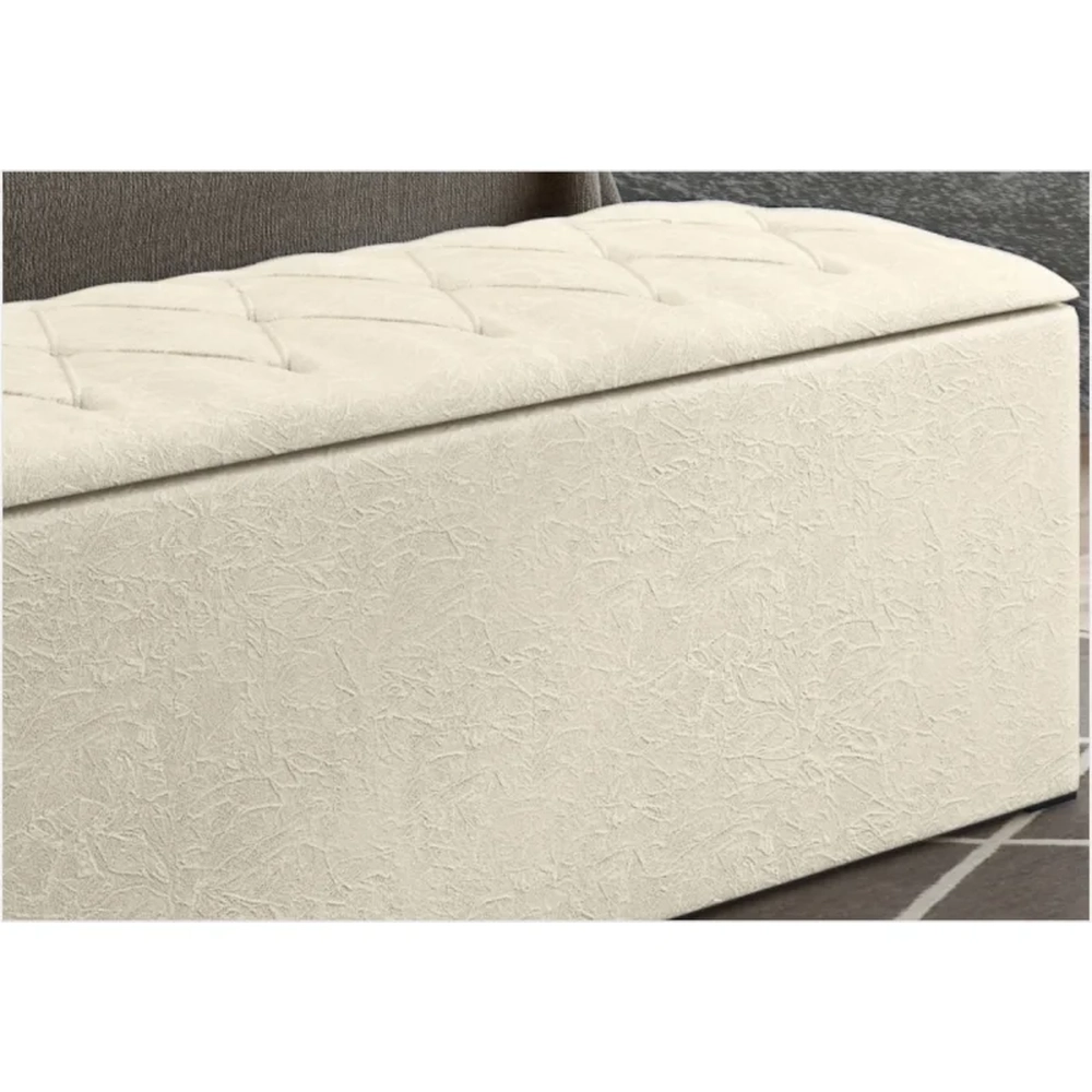 Calçadeira Baú Casal 140cm Paris Veludo Bege - JS Móveis