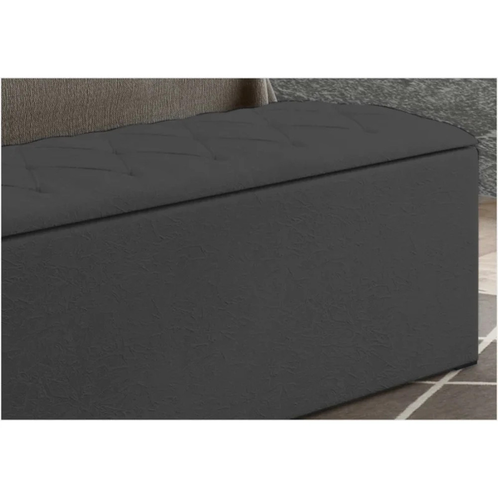Calçadeira Baú Casal 140cm Paris Veludo Cinza - JS Móveis