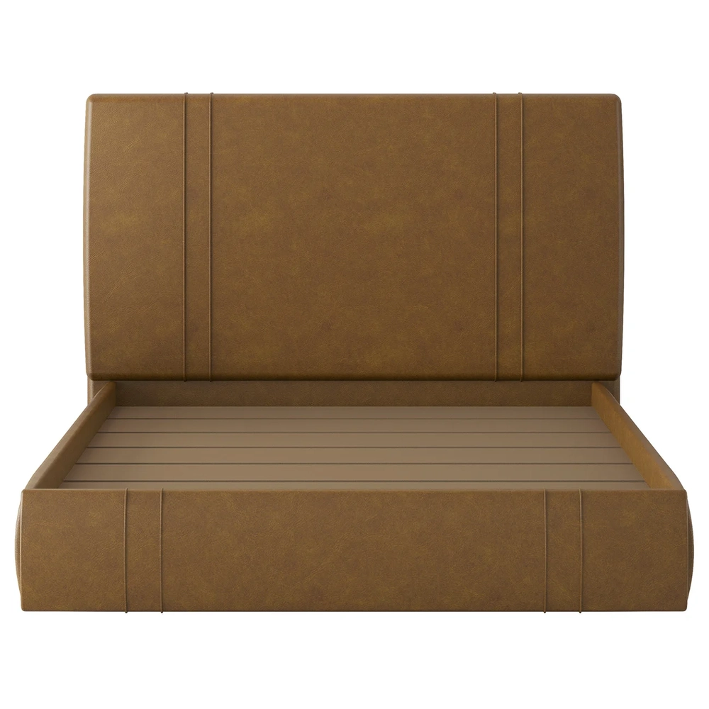 Cama Casal Flutuante Com Cabeceira 140cm Lyra Sintético Camel S05 - Mpozenato