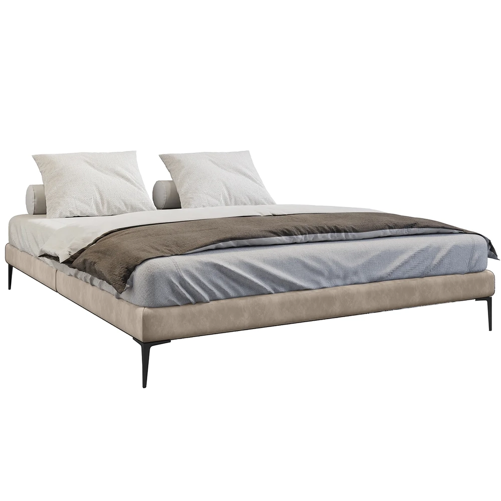 Cama Queen Base Box 158cm Pés Ferro Susano Veludo Bege Z04 - Mpozenato 