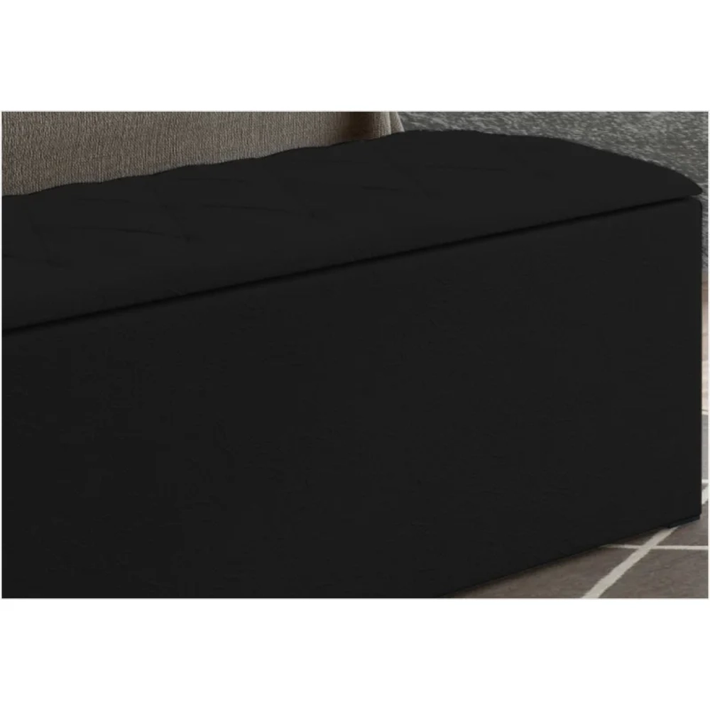 Calçadeira Baú Casal Queen 160cm Paris Veludo Preto - JS Móveis