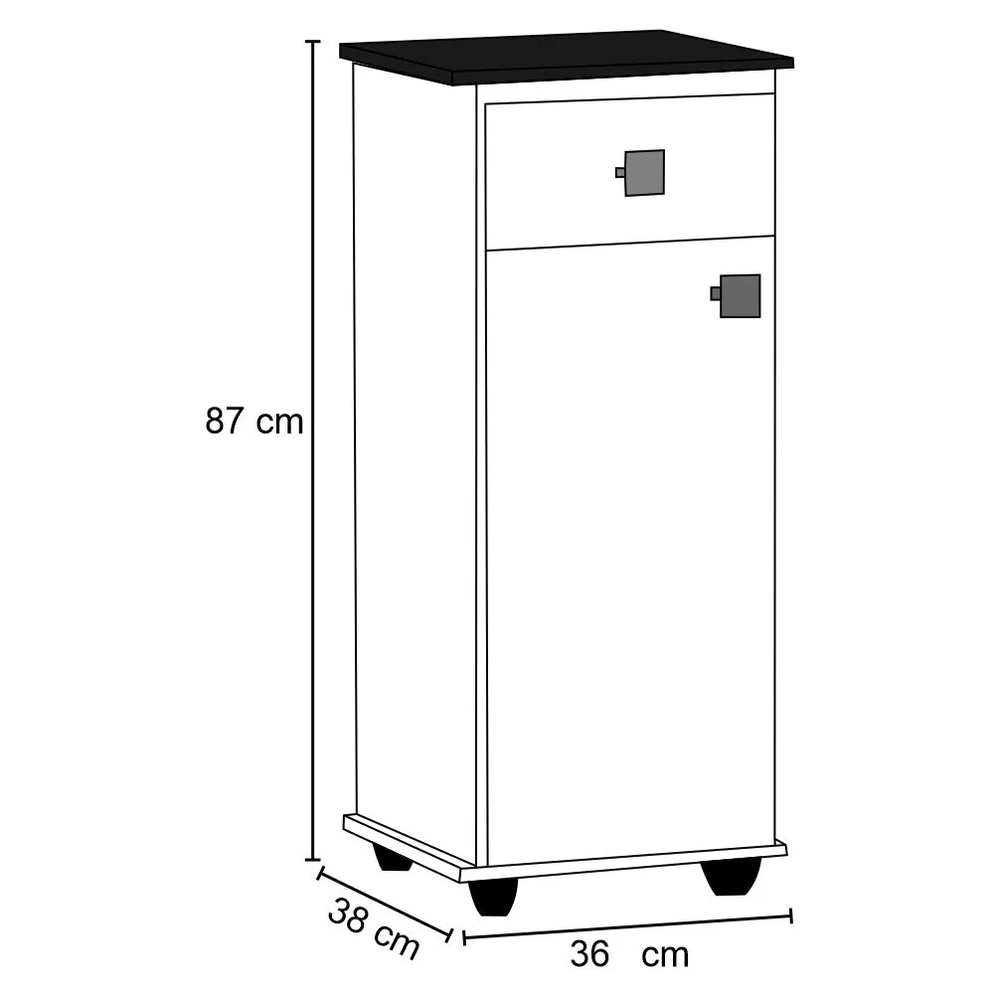 Balcão Multiuso para Bebedouro Karol Branco/Preto - AJL Móveis