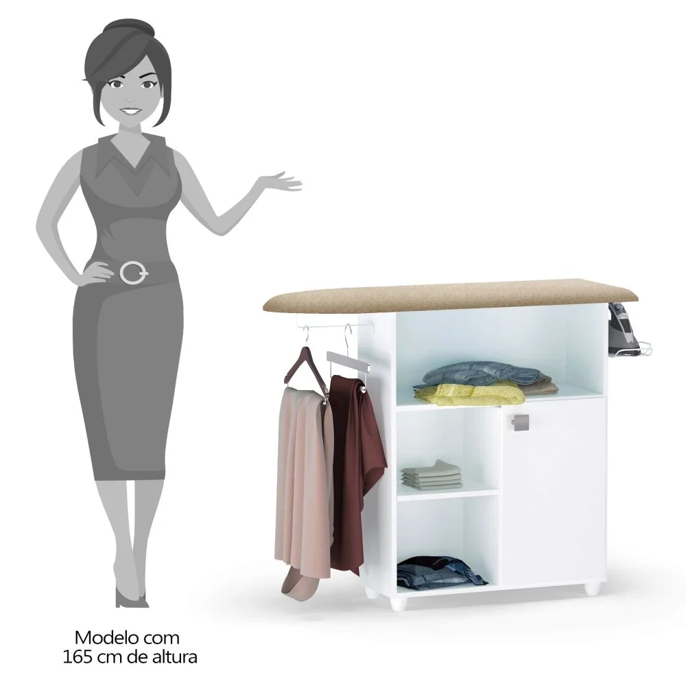 Balcão tábua de Passar Roupa Mariana Branco     - AJL Móveis