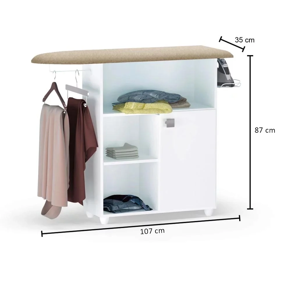 Balcão tábua de Passar Roupa Mariana Branco     - AJL Móveis