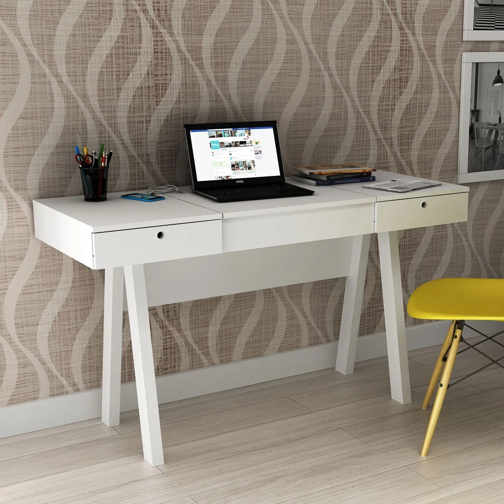 Penteadeira com Espelho e 02 Gavetas PE2002 Branco - Tecno Mobili