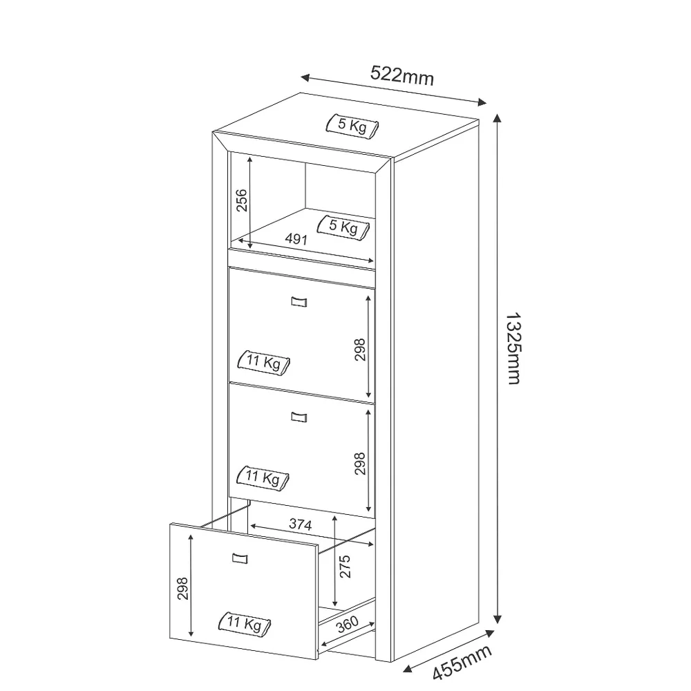 Armário Arquivo 03 Gavetas ME4118 Branco - Tecno Mobili