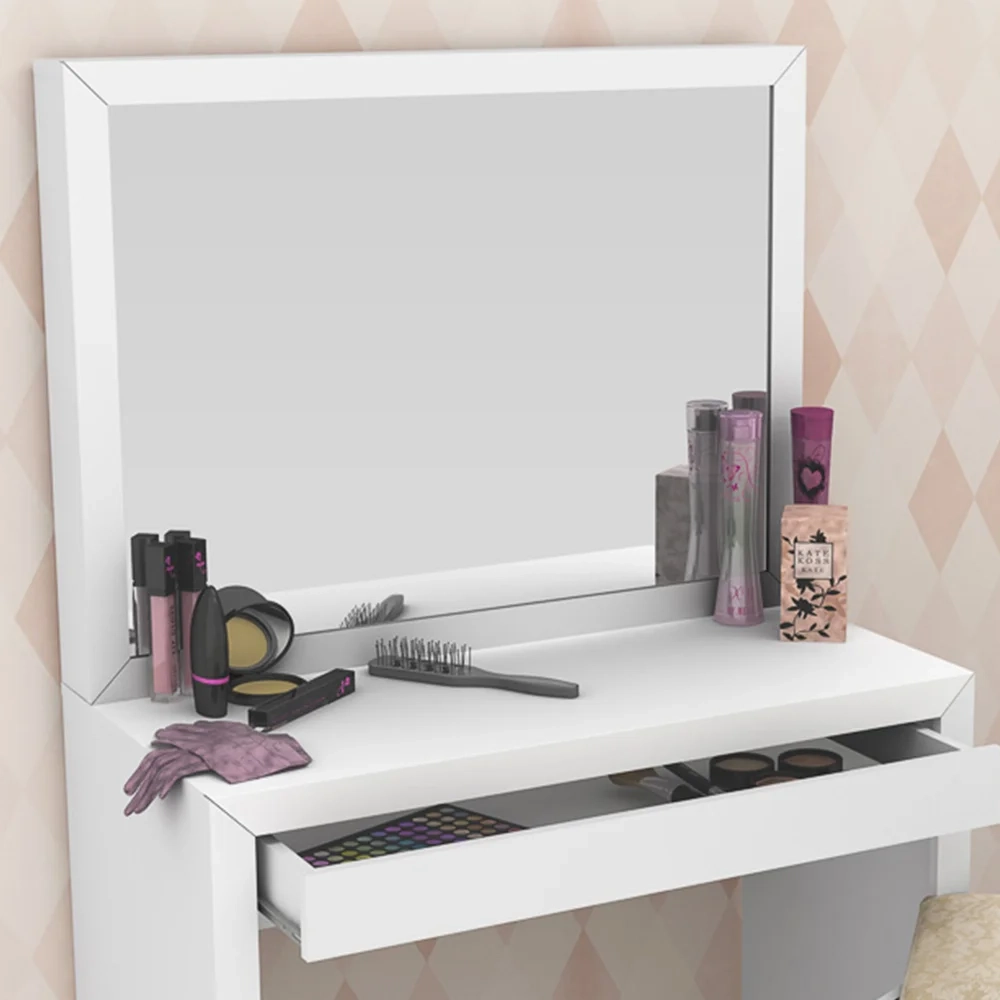 Penteadeira com Espelho e 01 Gaveta PE2000 Branco - Tecno Mobili