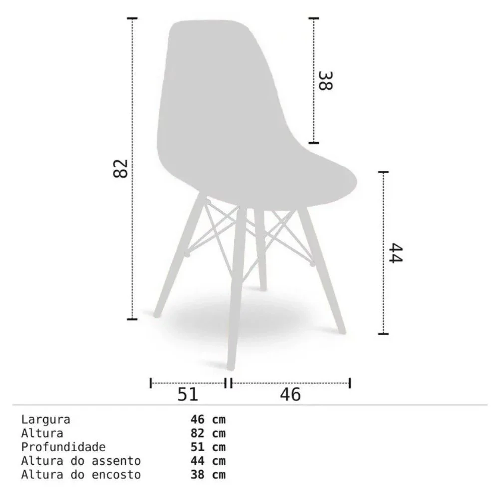 Cadeira Eiffel Charles Eames Preta F01 com Base de Madeira DSW - Mpozenato 